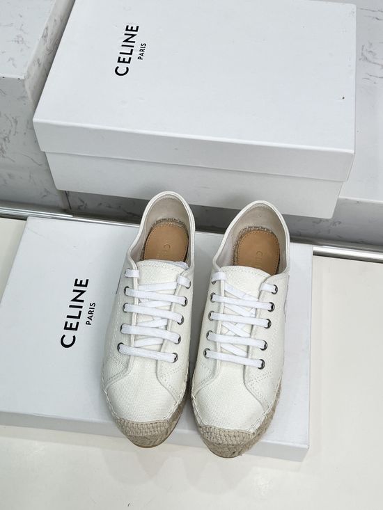Celine Classic Slip On Espadrilles With Embossed Logo Comfortable Sole
