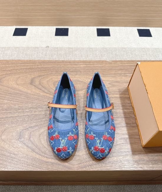 Louis Vuitton LV 3D Cherry Decor Comfortable Ballet Flats with Leather Outsole
