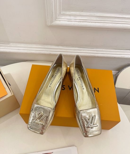 Louis Vuitton LV Square Toe Low Heel Pumps Genuine Leather Outsole Durable