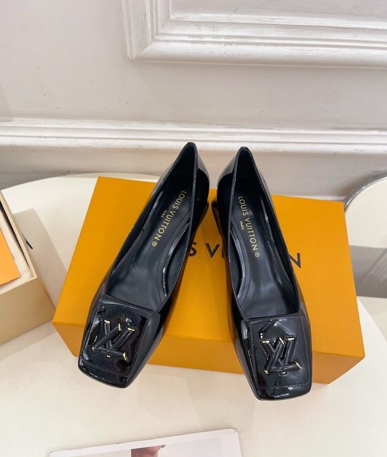 Louis Vuitton LV Square Toe Low Heel Pumps Genuine Leather Outsole Durable