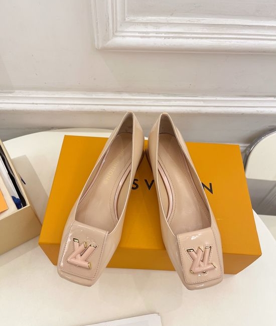 Louis Vuitton LV Square Toe Low Heel Pumps Genuine Leather Outsole Durable