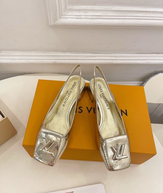 Louis Vuitton LV Square Low Heel Slingback Sandals Premium Leather Upper