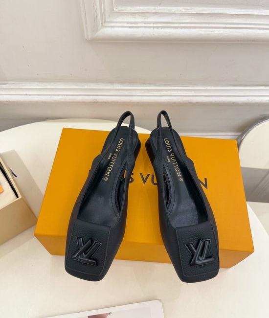 Louis Vuitton LV Square Low Heel Slingback Sandals Premium Leather Upper