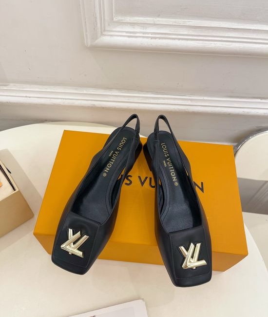 Louis Vuitton LV Square Low Heel Slingback Sandals Premium Leather Upper