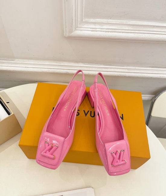 Louis Vuitton LV Square Low Heel Slingback Sandals Premium Leather Upper