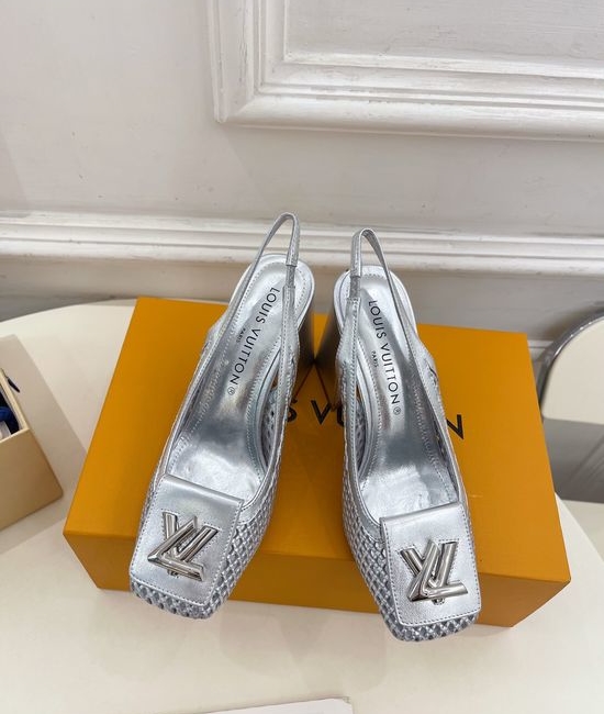 Louis Vuitton LV V-cut Block Heel Slingback Sandals Soft Lining Non-slip Sole
