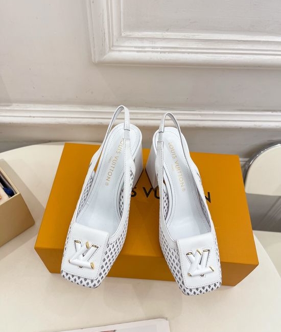 Louis Vuitton LV V-cut Block Heel Slingback Sandals Soft Lining Non-slip Sole