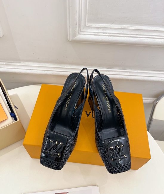 Louis Vuitton LV V-cut Block Heel Slingback Sandals Soft Lining Non-slip Sole