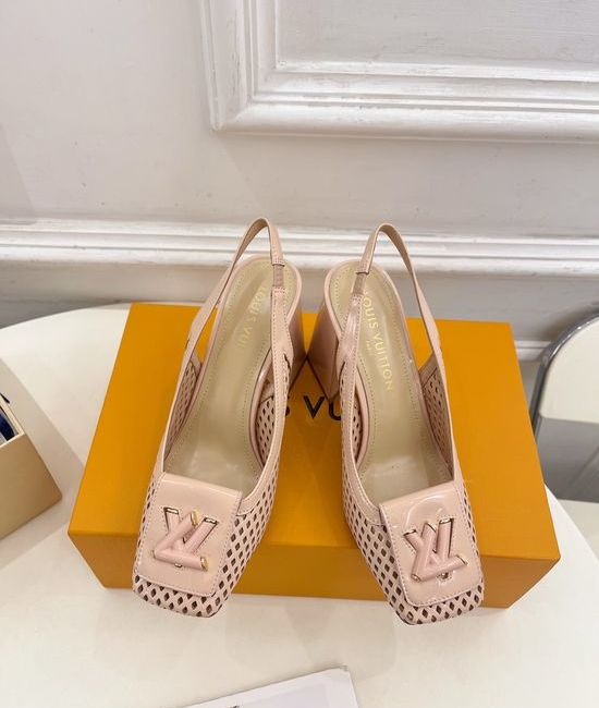 Louis Vuitton LV V-cut Block Heel Slingback Sandals Soft Lining Non-slip Sole