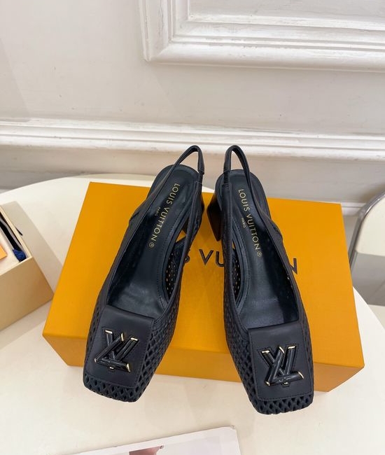 Louis Vuitton LV V-cut Block Heel Slingback Sandals Soft Lining Non-slip Sole