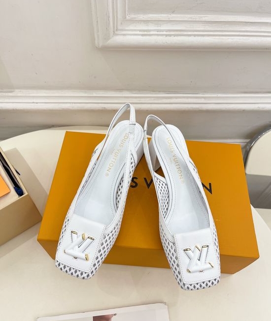 Louis Vuitton LV V-cut Block Heel Slingback Sandals Soft Lining Non-slip Sole