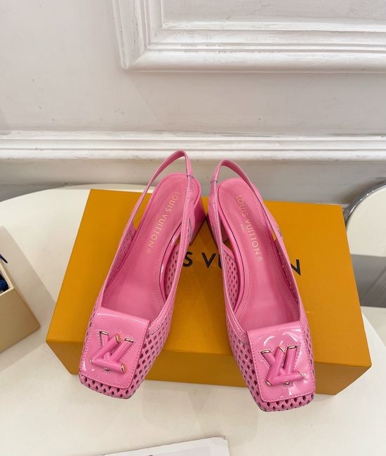 Louis Vuitton LV V-cut Block Heel Slingback Sandals Soft Lining Non-slip Sole