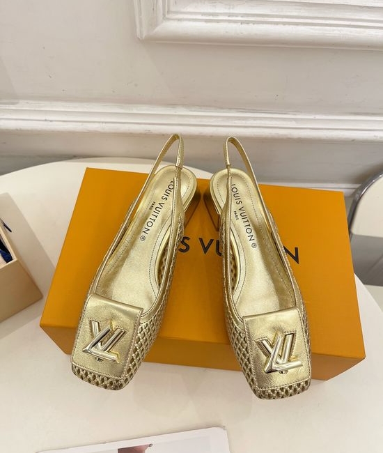 Louis Vuitton LV V-cut Block Heel Slingback Sandals Soft Lining Non-slip Sole