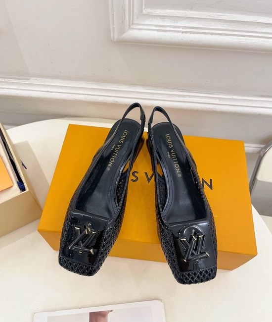 Louis Vuitton LV V-cut Block Heel Slingback Sandals Soft Lining Non-slip Sole