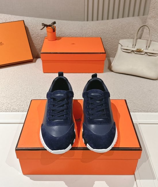 Hermes Classic Casual Comfortable Suede Canvas Chunky Sneakers