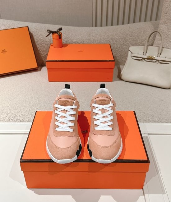Hermes Classic Casual Comfortable Suede Canvas Chunky Sneakers
