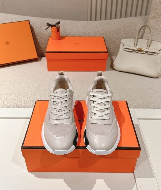Hermes Classic Casual Comfortable Suede Canvas Chunky Sneakers