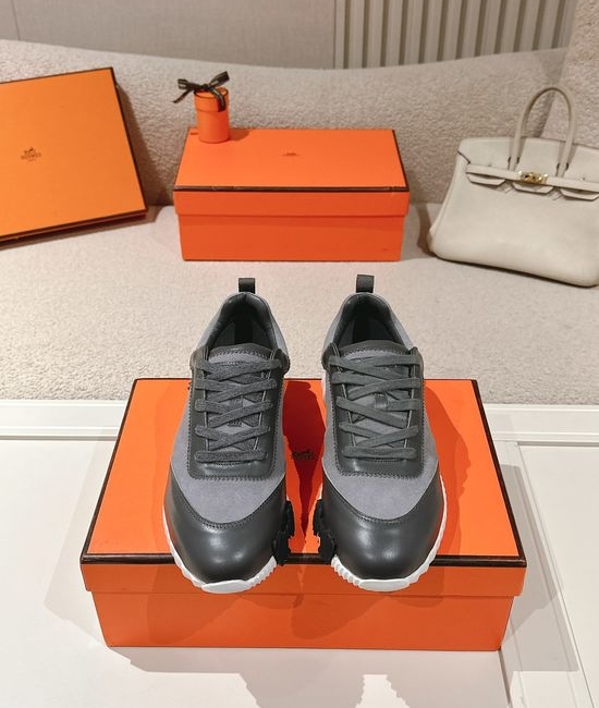 Hermes Classic Casual Comfortable Suede Canvas Chunky Sneakers