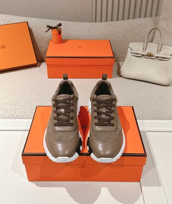 Hermes Classic Casual Comfortable Suede Canvas Chunky Sneakers
