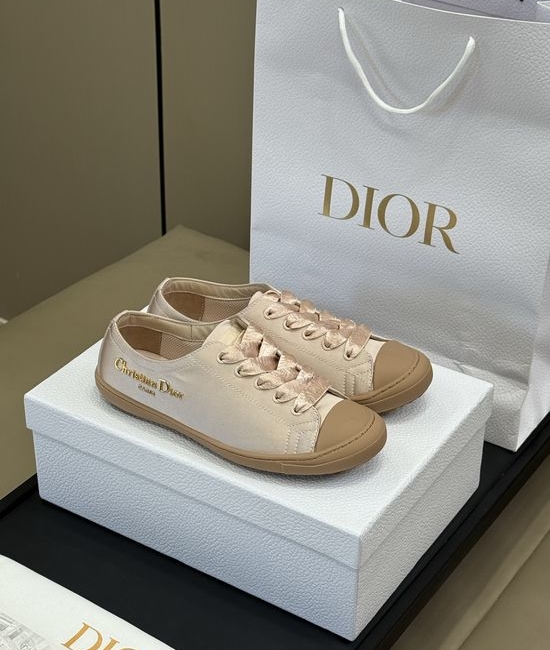 Christian Dior CD Satin Upper Pointed Toe Slip On Comfortable Flat Shoes