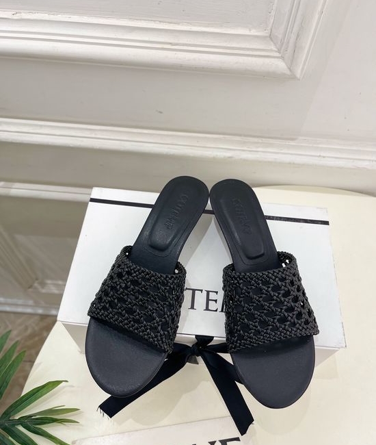 Bottega Veneta BV Handwoven Kitten Heel Slide Sandals