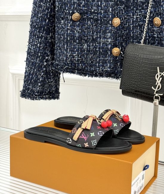 Louis Vuitton LV Bow Decor Slide Sandals With Comfortable Sole
