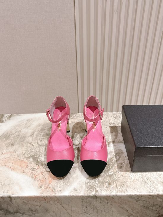 Chanel Pearl Decor Genuine Leather Mary Jane Low Heel Sandals
