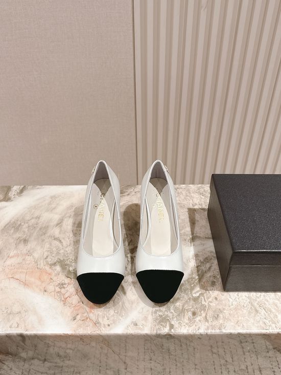 Chanel Pearl Decor Genuine Leather Mary Jane Low Heel Sandals