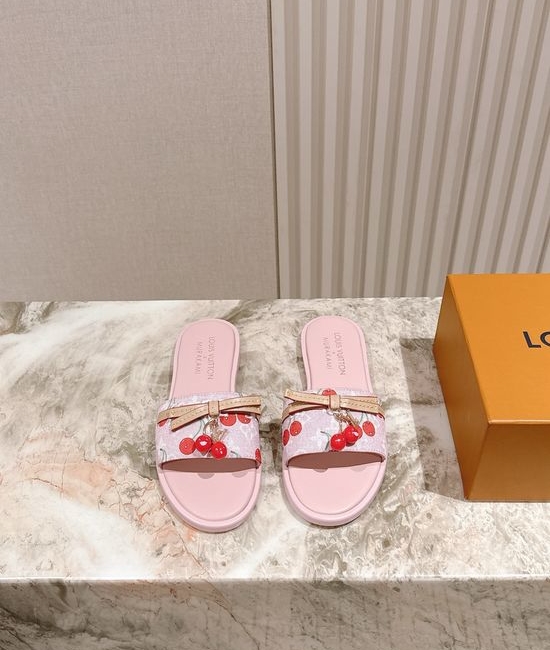 Louis Vuitton LV Printed Leather Comfortable Casual Flat Slides