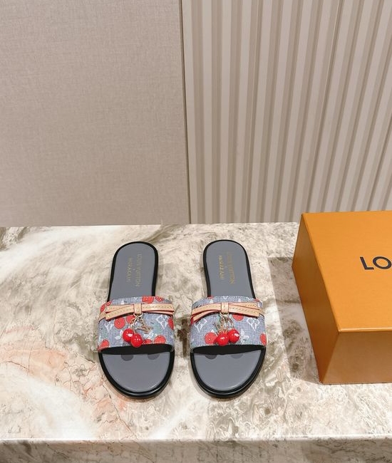 Louis Vuitton LV Printed Leather Comfortable Casual Flat Slides