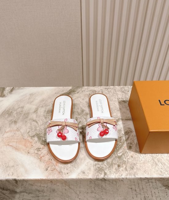 Louis Vuitton LV Printed Leather Comfortable Casual Flat Slides