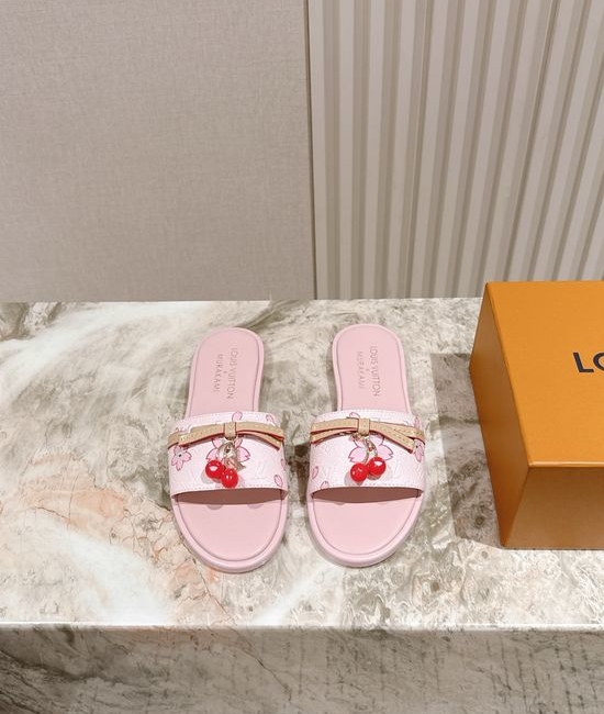 Louis Vuitton LV Printed Leather Comfortable Casual Flat Slides
