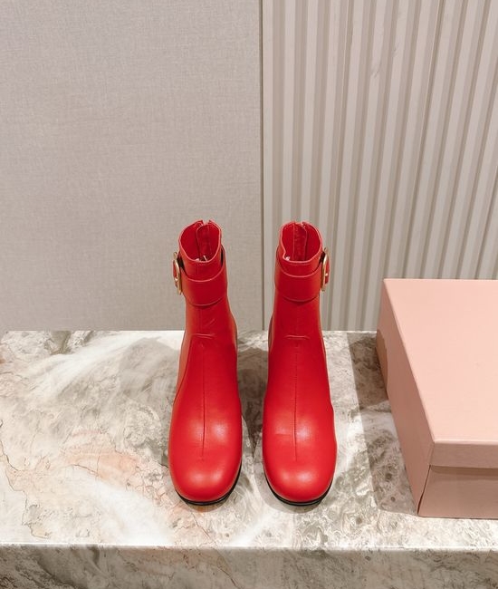 Miu Miu Genuine Leather Durable Sole Fashion Ankle Tall Boots