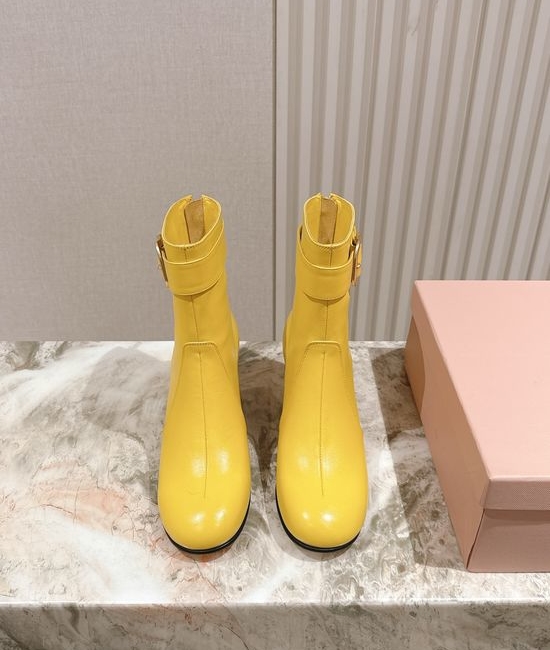 Miu Miu Genuine Leather Durable Sole Fashion Ankle Tall Boots