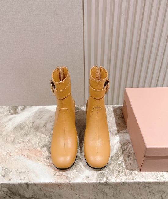 Miu Miu Genuine Leather Durable Sole Fashion Ankle Tall Boots