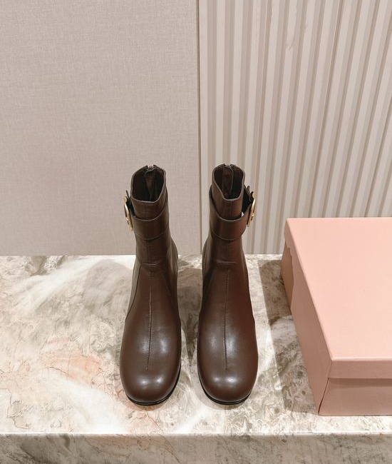 Miu Miu Genuine Leather Durable Sole Fashion Ankle Tall Boots