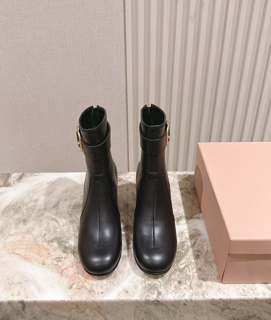 Miu Miu Genuine Leather Durable Sole Fashion Ankle Tall Boots