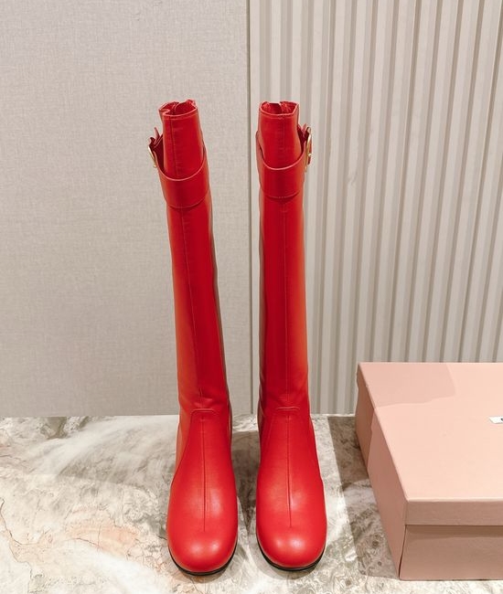 Miu Miu Genuine Leather Durable Sole Fashion Ankle Tall Boots