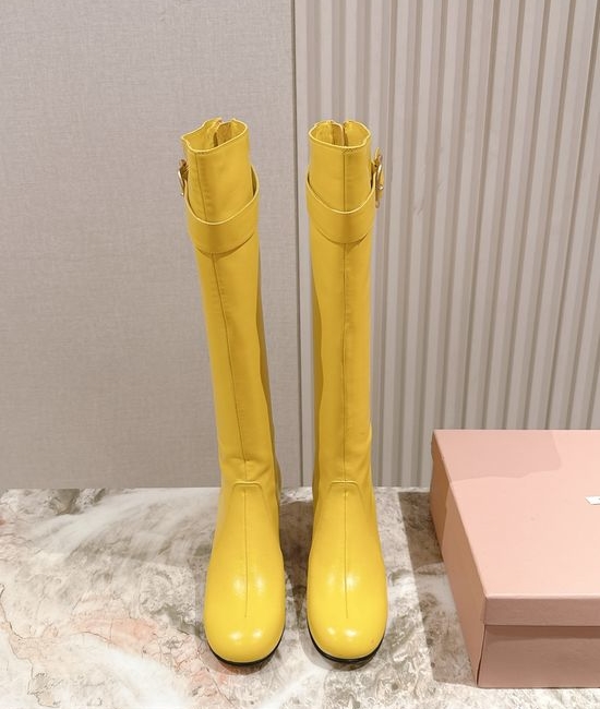 Miu Miu Genuine Leather Durable Sole Fashion Ankle Tall Boots