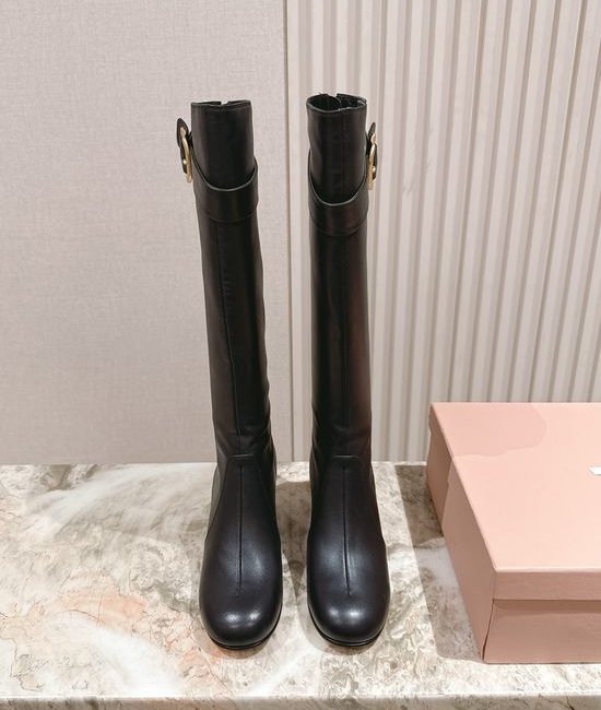 Miu Miu Genuine Leather Durable Sole Fashion Ankle Tall Boots