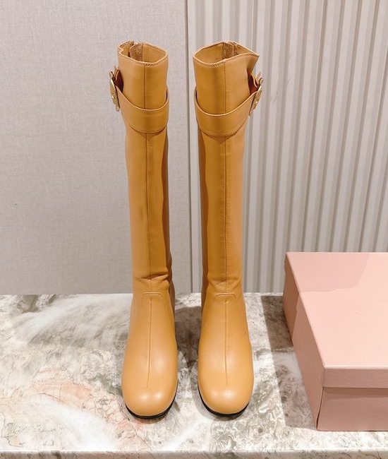 Miu Miu Genuine Leather Durable Sole Fashion Ankle Tall Boots