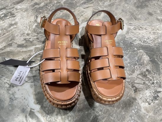 Prada Genuine Leather Platform Comfortable Casual Sandals