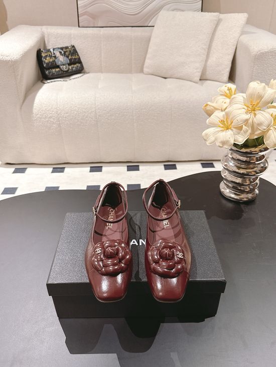 Chanel Camellia Decor Square Toe Flat Casual Sandals