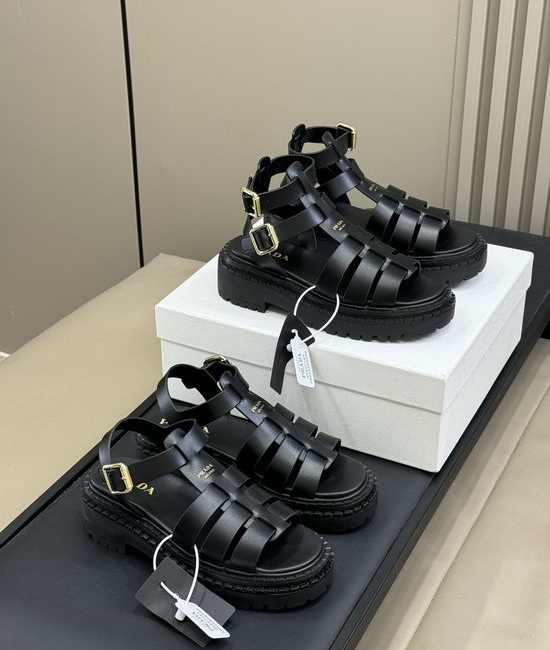 Prada Retro Roman Sandals Comfortable with Socks