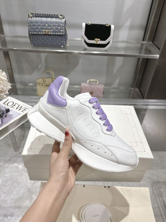 McQueen Premium Leather Casual Sports Shoes Breathable Soft Lining