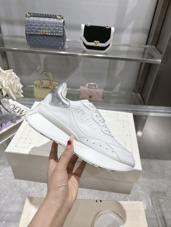 McQueen Premium Leather Casual Sports Shoes Breathable Soft Lining