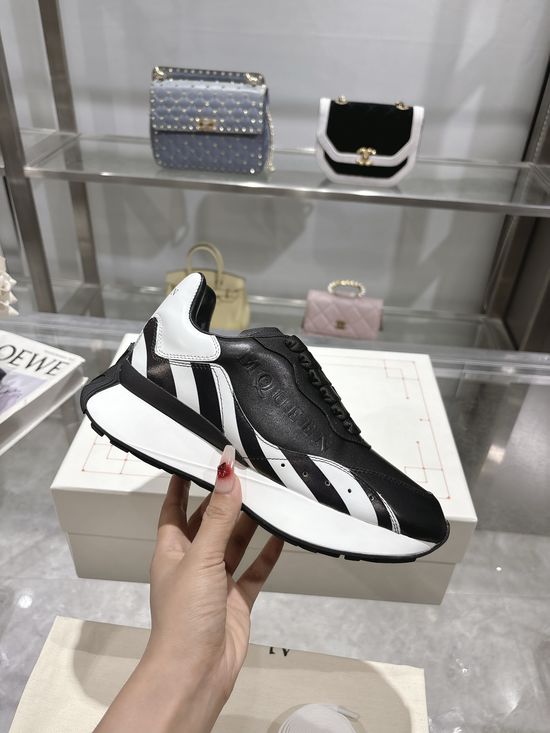 McQueen Premium Leather Casual Sports Shoes Breathable Soft Lining