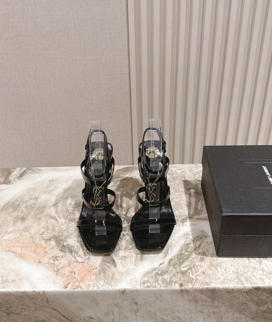 Yves Saint Laurent YSL Patent Leather Stiletto Heel Square Toe Dress Shoes