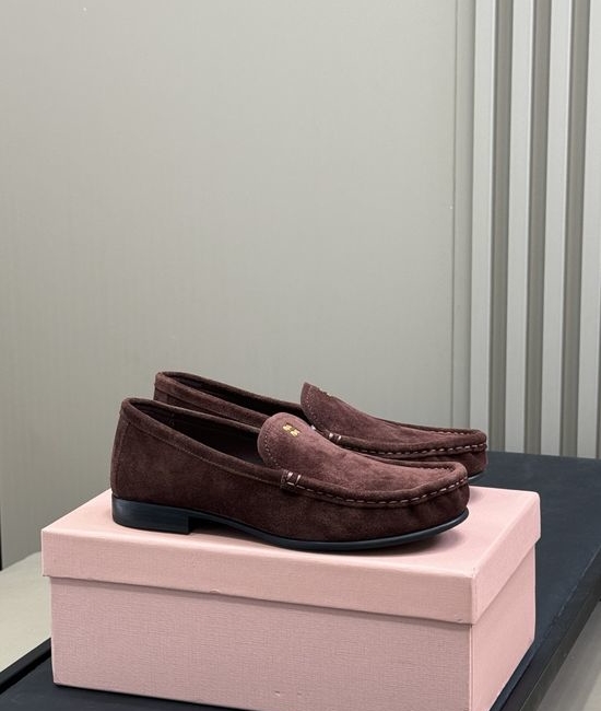 Miu Miu Suede Leather Loafers with Timeless Classic Design