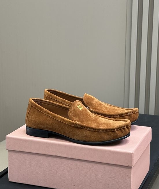Miu Miu Suede Leather Loafers with Timeless Classic Design